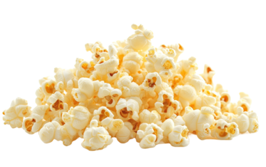 Butter popcorn isolated on white or transparent background