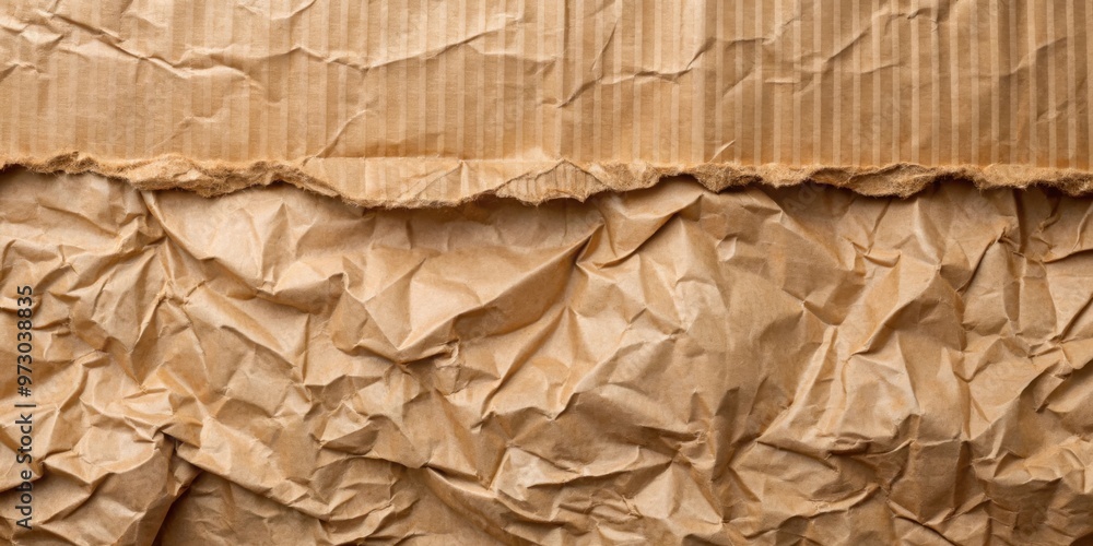 Poster Texture of cardboard with bends and crumpled paper for background or design element