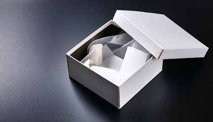 Open and closed white box mockup. Opened packaging boxes, empty rectangular package and realistic packages.
