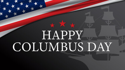 Happy Columbus Day, USA Flag Background