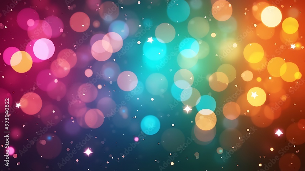 Poster dazzling array of colorful bokeh lights with sparkling effects, creating a festive and lively atmosp