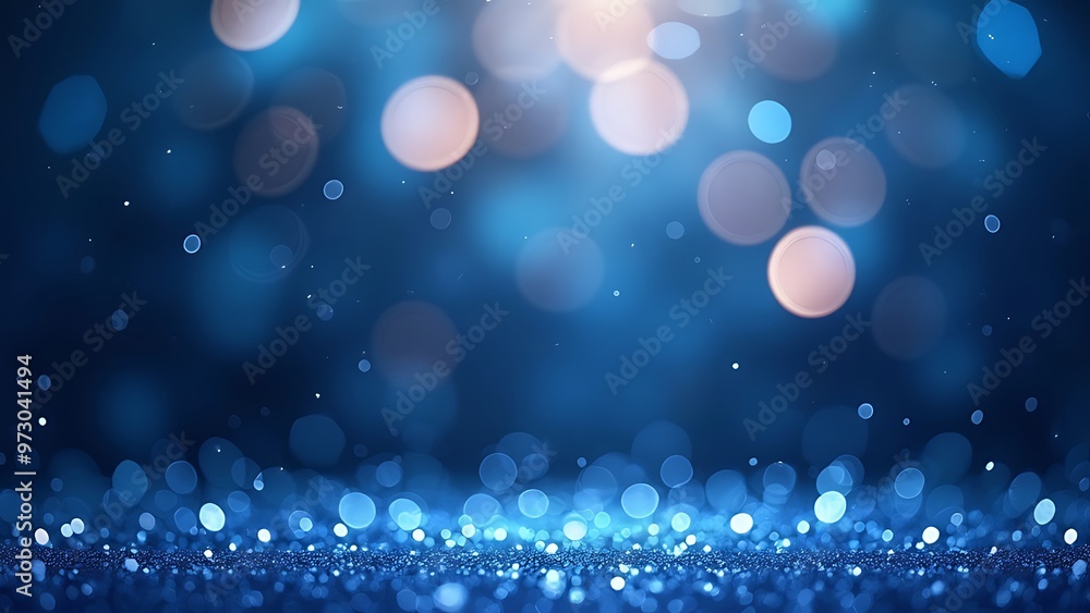 Poster close-up of sparkling blue bokeh lights, creating a rich and vibrant texture. ideal for use in backg