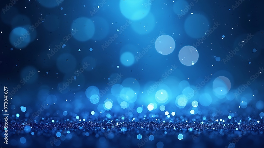 Poster close-up of sparkling blue bokeh lights, creating a rich and vibrant texture. ideal for use in backg
