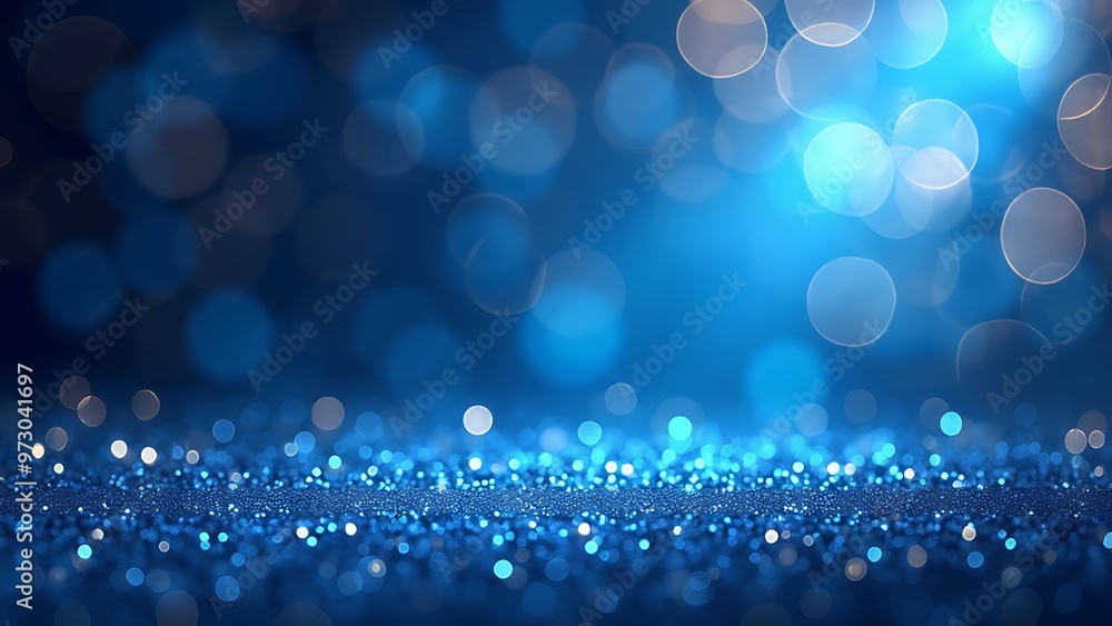 Poster close-up of sparkling blue bokeh lights, creating a rich and vibrant texture. ideal for use in backg