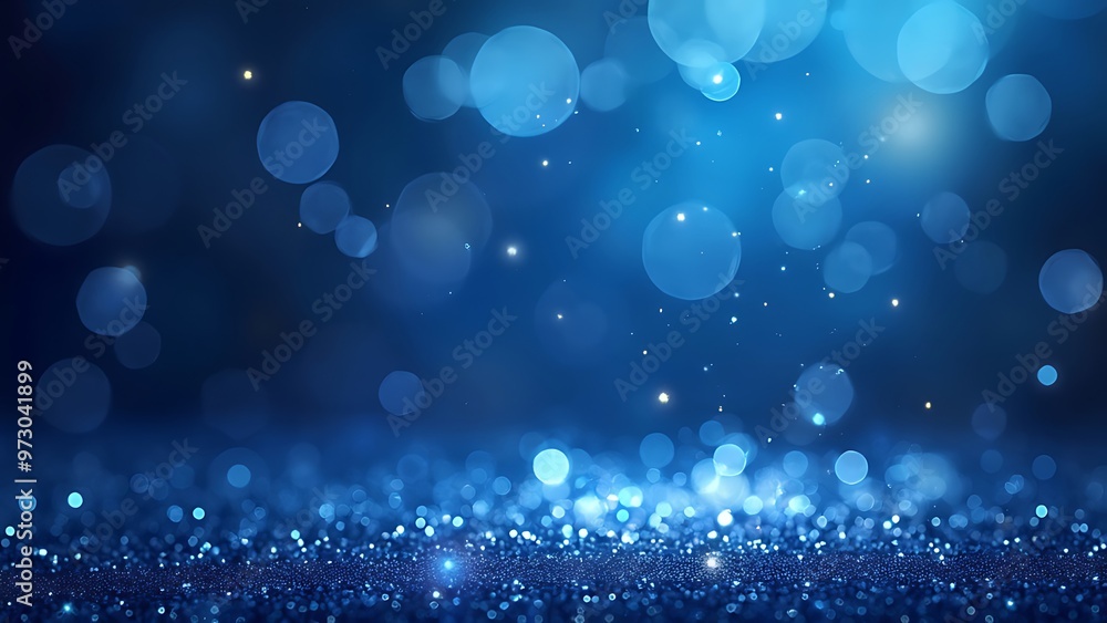 Aufkleber close-up of sparkling blue bokeh lights, creating a rich and vibrant texture. ideal for use in backg