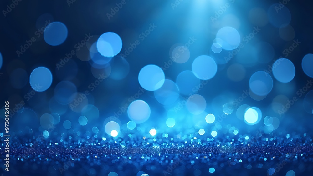 Poster close-up of sparkling blue bokeh lights, creating a rich and vibrant texture. ideal for use in backg