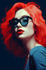 Obraz premium vintage style illustration pop art style portrait of a beautiful woman