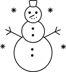 Snowman and Snowflakes Fun Coloring Book Vector Illustration for Kids
