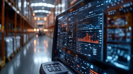 Advanced AMRs interface display monitoring warehouse operations in real-time