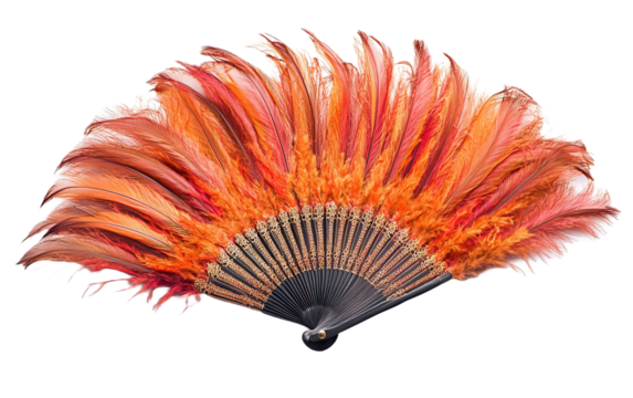 Burlesque feather fan isolated on white or transparent background - Powered by Adobe
