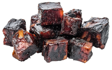 Burnt ends isolated on white or transparent background