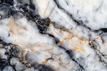 The natural marble surface exhibits stunning black and white patterns, interlaced with gold veins, reflecting elegance and unique geological formation, ideal for decorative use.