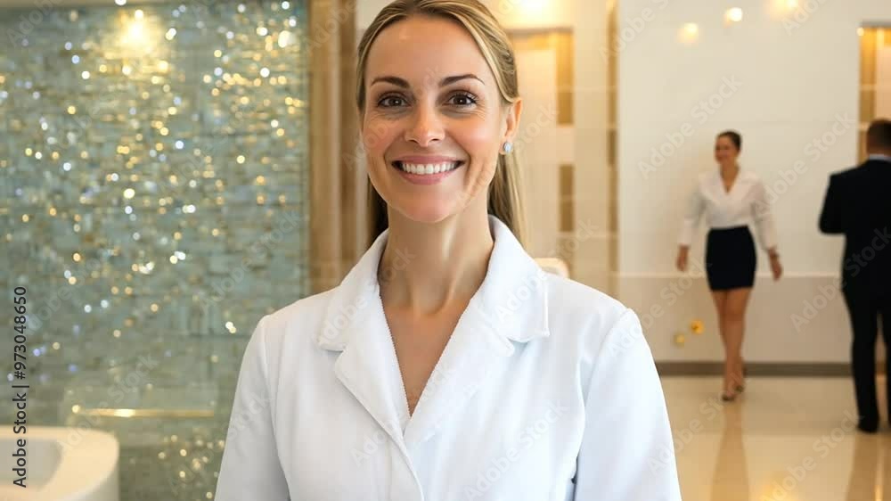 Poster smiling wellness professional in a modern spa setting generative ai