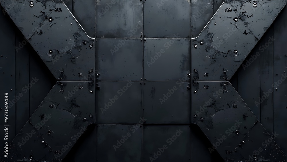 Poster textured black surface with overlapping diamond shapes, creating a modern and industrial feel. perfe