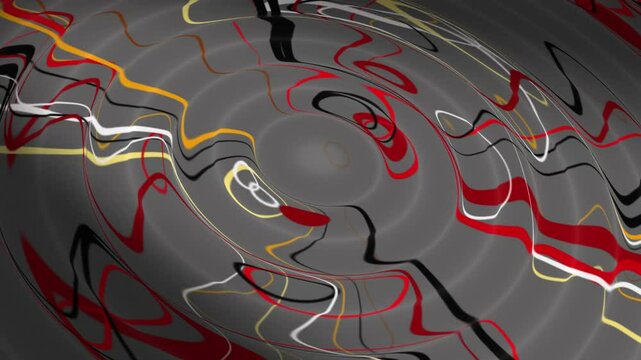 Concentric monospace waves of gray color with multicolored line. Abstract geometric pattern
