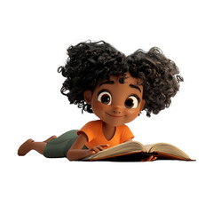 A joyful child reading a book, exploring a world of imagination and adventure, showing curiosity and delight.