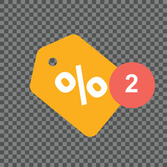 Price tags with a discount symbol on it and notification icon. Discount tags for limited time. Vector Illustration.	
