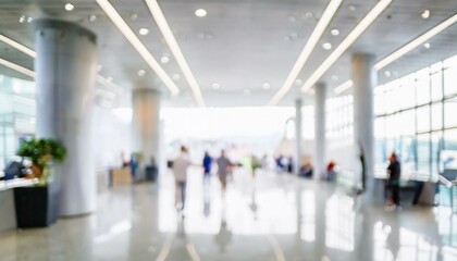 Abstract blurred office hall interior and meeting room. Blurry corridor in working space