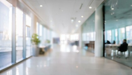 Abstract blurred office hall interior and meeting room. Blurry corridor in working space