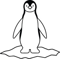 Playful Penguin on Ice Vector Design Perfect for Kids Coloring
