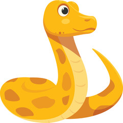 Fototapeta premium Cartoon illustration of a yellow spotted snake with a curious expression