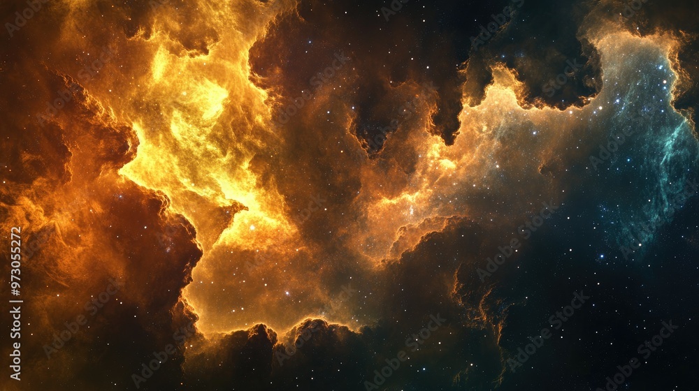 Aufkleber a cosmic abstract background with swirling clouds of gas and dust in deep space, glowing with vibran