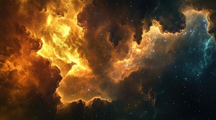Fototapeta premium A cosmic abstract background with swirling clouds of gas and dust in deep space, glowing with vibrant colors.