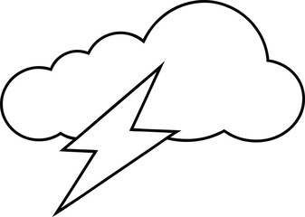 Lightning Bolt from a Cloud Kid Friendly Vector Art Coloring Book
