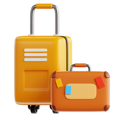 PNG 3D Luggage Icon Isolated on a White Background