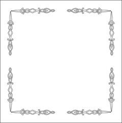 Elegant black and white ornamental frame, decorative border, corners for greeting cards, banners, business cards, invitations, menus. Isolated vector illustration.	
