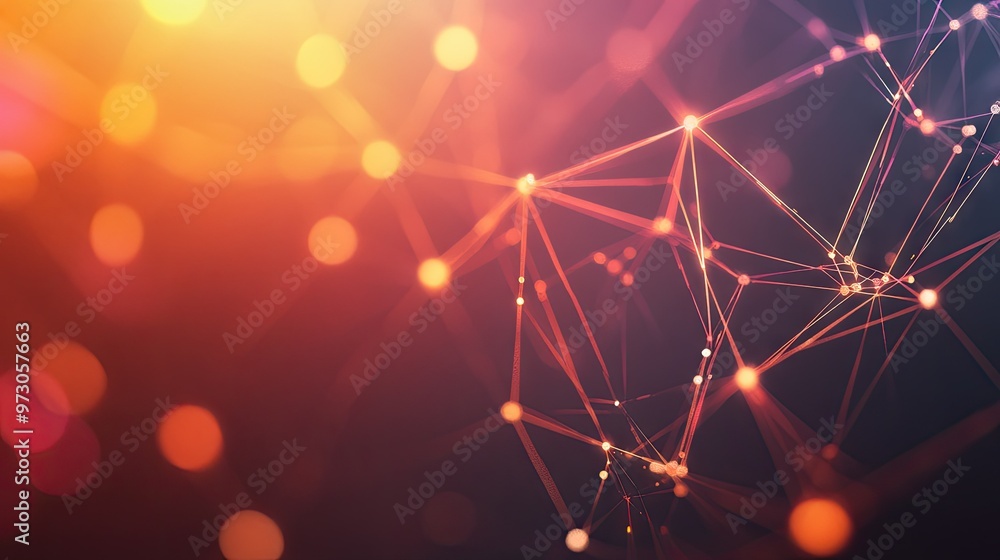 Poster a futuristic abstract background with interconnected glowing lines and nodes in a digital network pa