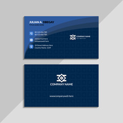 Modern Blue Business Card Design Template with Geometric Pattern