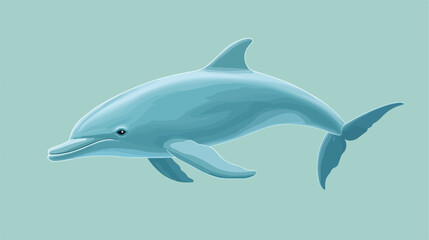 Fototapeta premium Blue Dolphin Illustration on Green Background isolated on white background