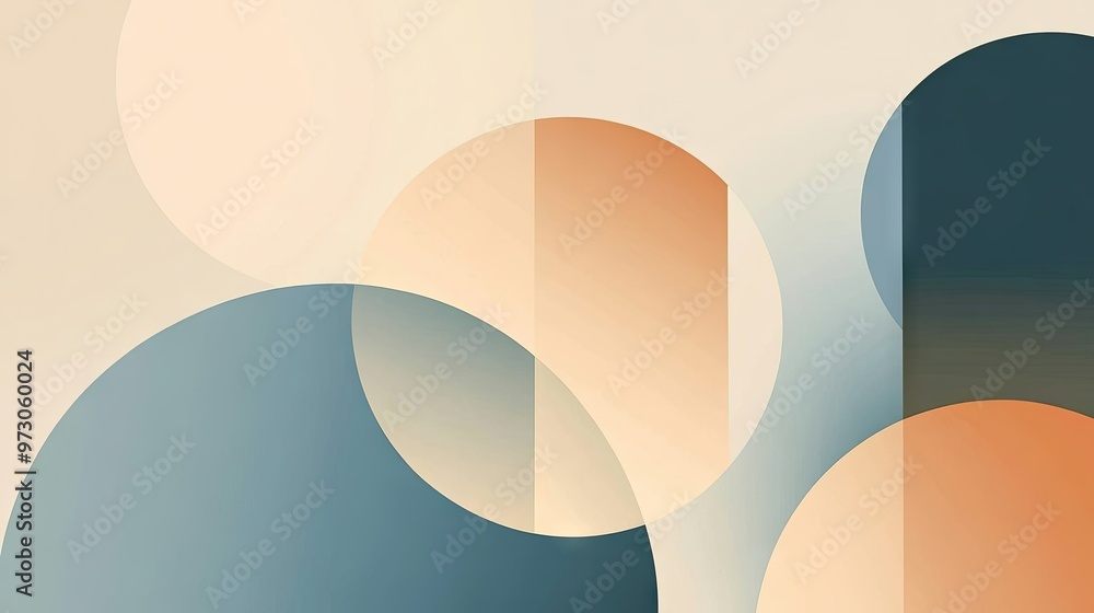 Poster a minimalist abstract background with soft gradients and simple geometric shapes in muted tones.