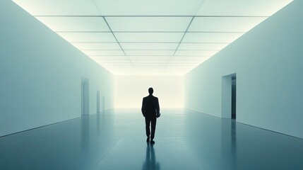 Fototapeta premium Businessman walking in empty modern office space