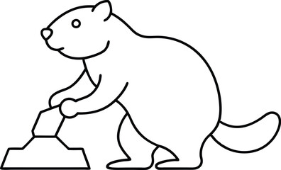 Beaver Building a Dam Vector Illustration for Kids Coloring Book Fun Adventure
