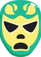 Lucha libre mask expressing anger with open mouth