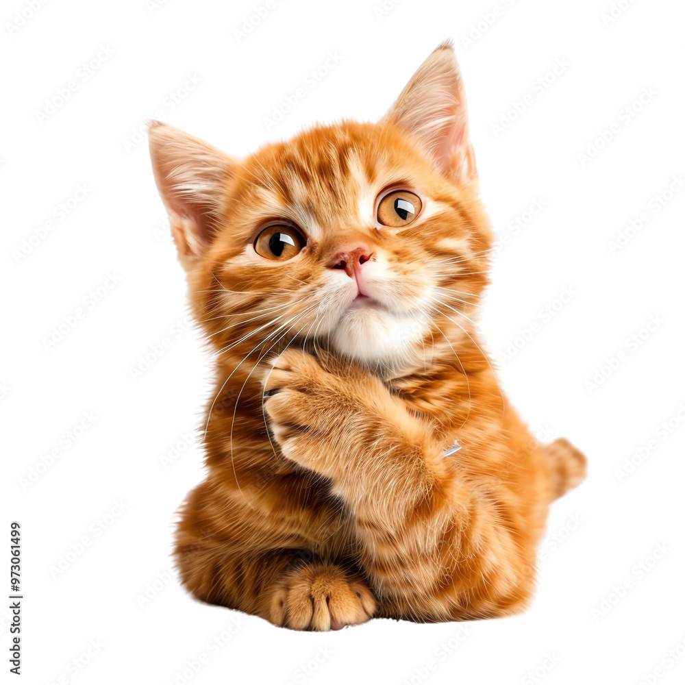 Wall mural adorable orange kitten with curious eyes and cute facial expression. perfect for pet lovers and anim