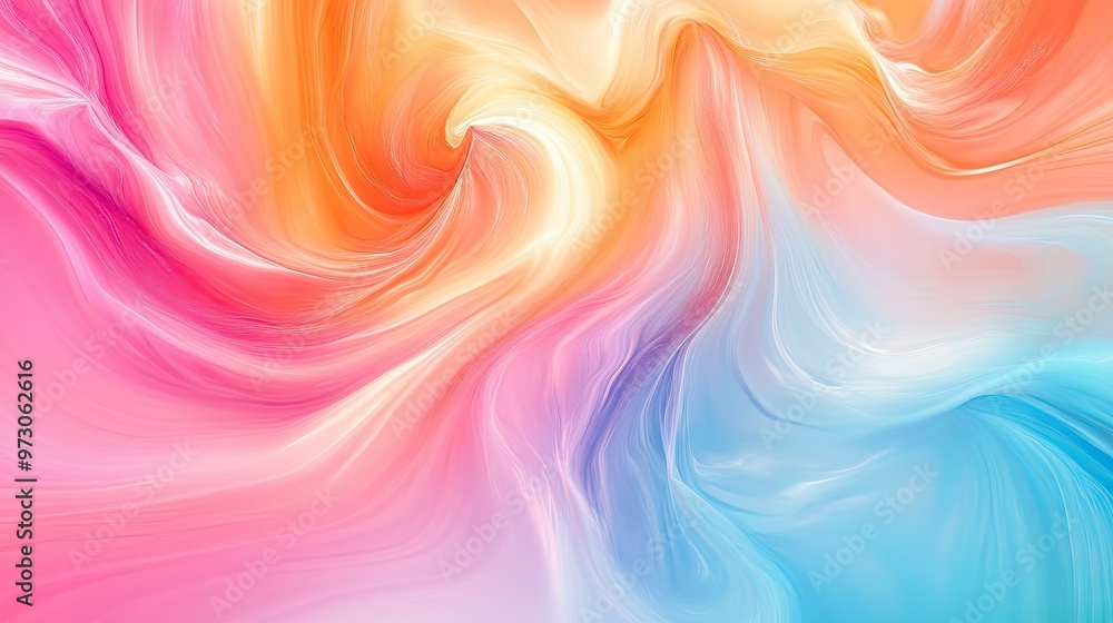 Poster a swirl of vibrant colors blending seamlessly to create a fluid, abstract background with a soft gra