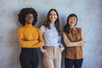 Confident Women Standing Together in Casual Office Attire