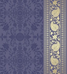 wedding card design, traditional paisley floral pattern , royal India	