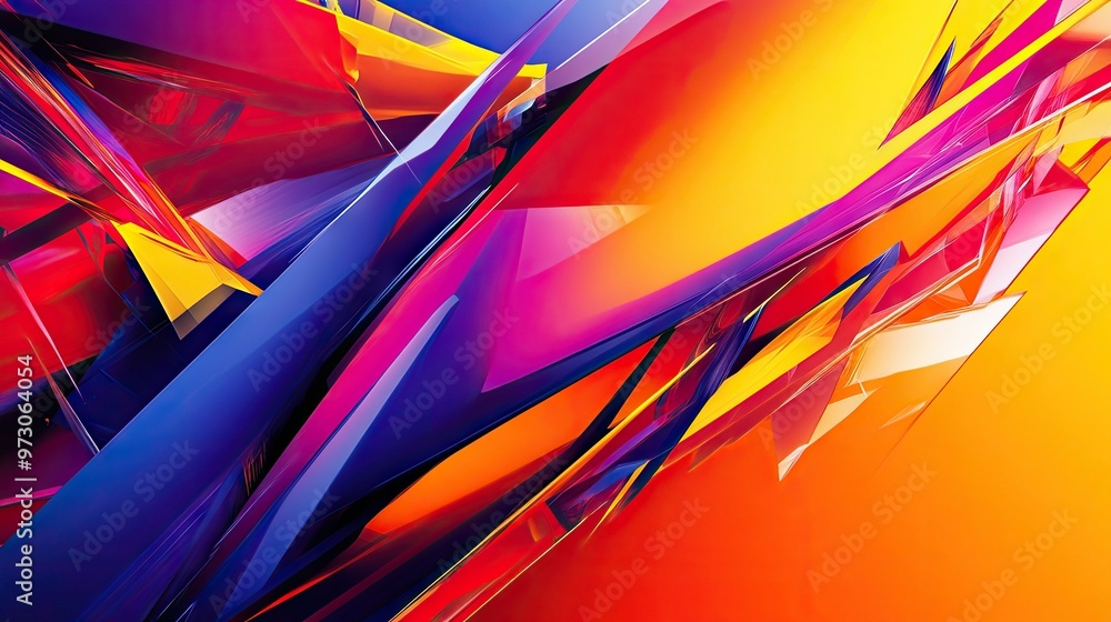 Poster a vibrant, abstract background with bold, contrasting colors and sharp, angular shapes.