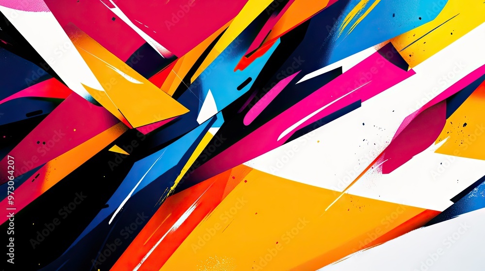Poster a vibrant, abstract background with bold, contrasting colors and sharp, angular shapes
