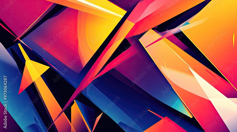 Poster a vibrant, abstract background with bold, contrasting colors and sharp, angular shapes