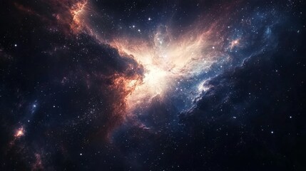 Obraz premium A breathtaking view of deep space with distant galaxies and nebulae illuminated by the soft glow of distant stars,