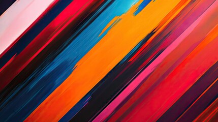 A vibrant, abstract background with bold, diagonal lines in contrasting colors.