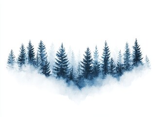 Obraz premium Capture an aerial view of a serene snow-covered forest in vivid watercolors