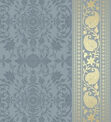 wedding card design, traditional paisley floral pattern , royal India	