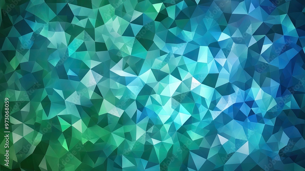 Aufkleber abstract background with a geometric pattern of triangles in varying shades of blue and green.