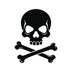 Minimal skull and crossbones on white background. Vector illustration